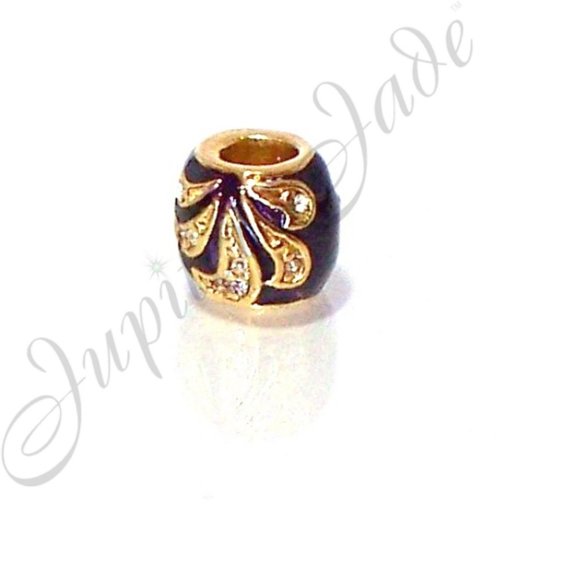FREE S/H Pugster Purple Enamel Gold Plate Nouveau Bracelet Charm - Fits Pandora - Picture 1 of 2